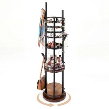 Papuošalų organizatorius, 3 pakopos, 15 kabliukų, Ø 33 × 148,5 cm