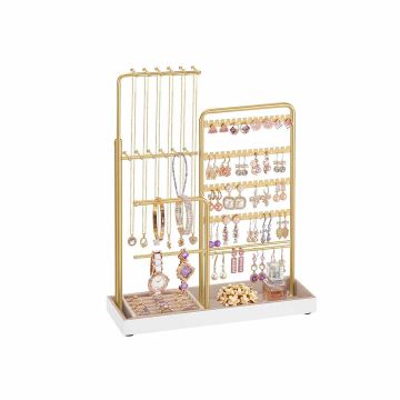 Papuošalų stovas SONGMICS JJS026A01, Reguliuojamas aukštis, Auksinė, 10 × 30,6 × 30,9–47,5 cm