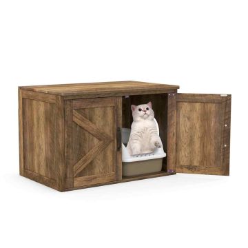 Paslėptas kačių tualetas su atverčiamu dangčiu ir dviguba pertvara, 70×50×40 cm