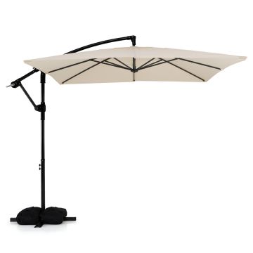 Sliding Outdoor Umbrella 2.4 m with 360° Rotation, Beige