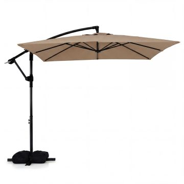 Sliding outdoor umbrella, 360° rotatable, Brown, 240 × 240 cm