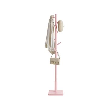 VASAGLE Freestanding Clothes Rack, 8 Hooks, Pink, 30 × 175 × 30 cm
