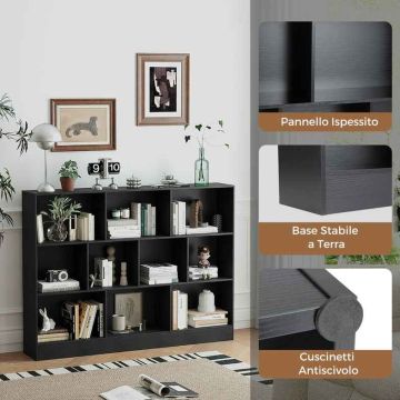 Build-in bookshelf, 10 cubes, 140 × 24 × 104 cm