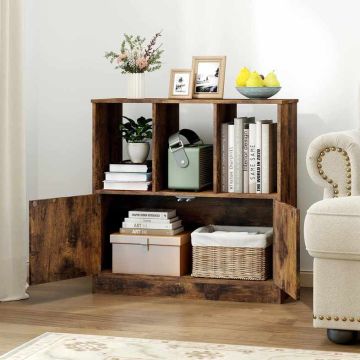 Напольный книжный шкаф, 3 ниши, 1 отделение, Коричневый, 70 × 70 × 30 см