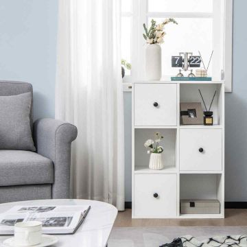 Built-in bookshelf, 3 tiers, 3 drawers, 60 × 89 × 30 cm