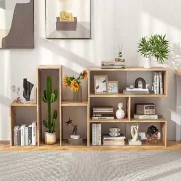Build-in bookshelf, 6 open shelves, 130.5 × 83.5 × 29.5 cm