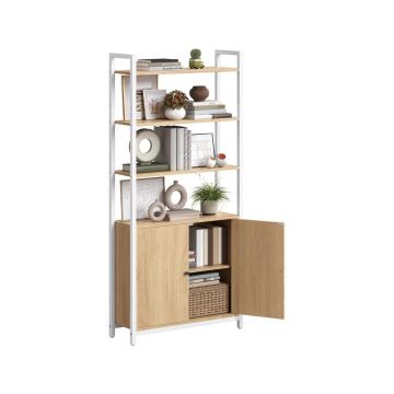 Pastatoma knygų lentyna VASAGLE, 6 pakopos, su durelėmis, 24 × 60 × 159,5 cm