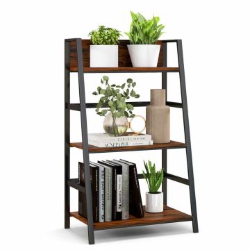 Standing Shelf, 3 Open Shelves, Brown, 21 × 13 × 35 in