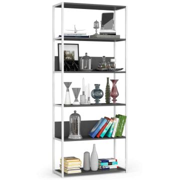 Freestanding shelf, 6 shelves, white/grey, 80 × 192 × 32 cm
