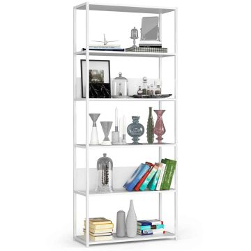 Freestanding shelf, 6 shelves, white, 80 × 192 × 32 cm