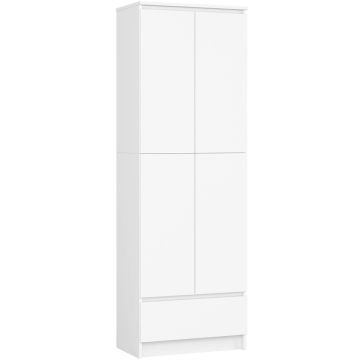 Напольный стеллаж AKORD CLP R60, 2 дверцы и 1 ящик, белый, 60 × 180 × 35 см