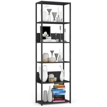 Standing shelf AkordV2, 6 shelves, black, 60 × 192 × 32 cm