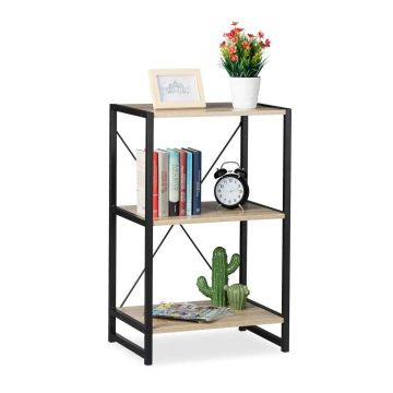 Pastatoma lentyna Relaxdays 10025150.0, 3 aukštai, Ruda/juoda, 50 × 80 × 35 cm