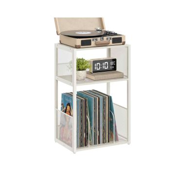 Pastatoma lentyna VASAGLE LET275W01, 3 pakopos, iki 100 plokštelių, Balta, 43 × 69 × 30 cm