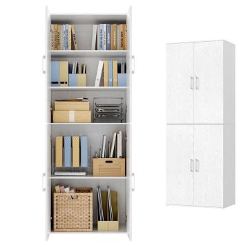 Pastatoma spintelė VASAGLE OFC091WE01, 4 durelės, 5 lentynos, Balta, 60 × 180 × 40 cm