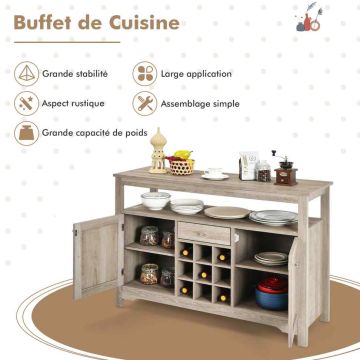 Build-in kitchen cabinet, 12-bottle wine rack, 116 × 80.5 × 40 cm
