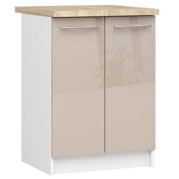 Напольный кухонный шкаф OLIWIA S60 2D, 2 дверцы, белый/бежевый, 60 × 85 × 46 см
