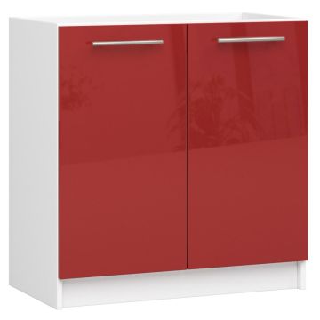 Напольный кухонный шкаф под мойку OLIWIA S, 2 дверцы, белый/красный, 80 × 82 × 46 см