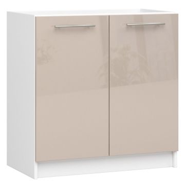 Напольный кухонный шкаф под мойку OLIWIA S, 2 дверцы, белый/коричневый, 80 × 82 × 46 см