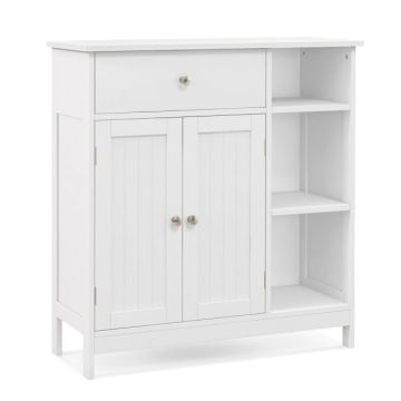 Freestanding bathroom cabinet, 3 open compartments, White, 75 × 80 × 30 cm