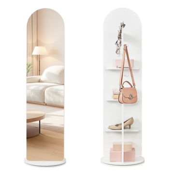 Pastatomas veidrodis SONGMICS LFM036W01, 360°, Balta, Ø 45 × 163 cm