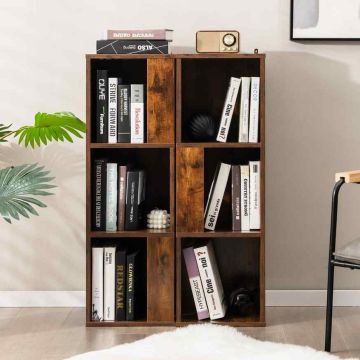 Set of 2 bookcases, 6 compartments, 33 × 33 × 100.5 cm