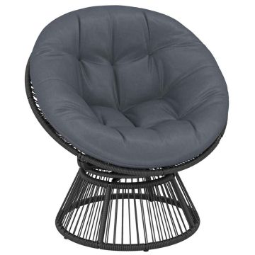 Swivel Papasan chair, with cushion, Grey, 93 × 87 × 81 cm