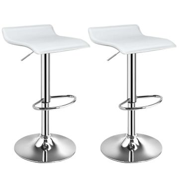 Pasukamos baro kėdės, 2 vnt., su pakoja, balta, aukštis 66–86 cm