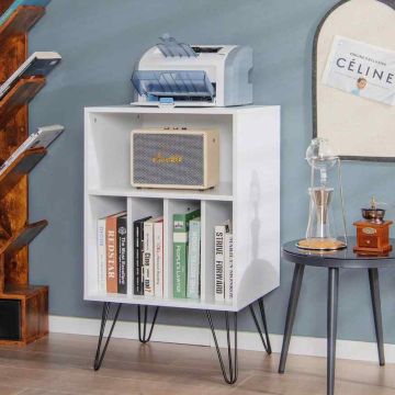 Turntable stand with 5 open compartments, brown