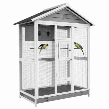 Клетка для птиц PawHut 112x68x154см, бело-серая
