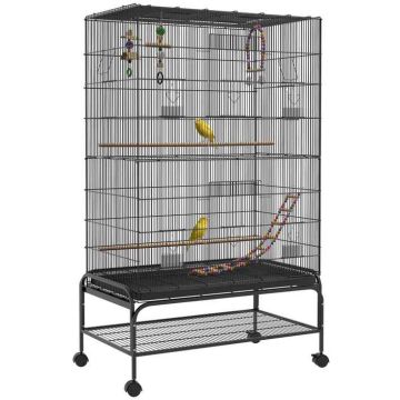 Bird cage, with perches and toys, 97 × 58 × 160 cm