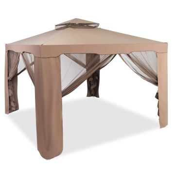 Gazebo, with side walls, Brown, 300 × 300 × 265 cm