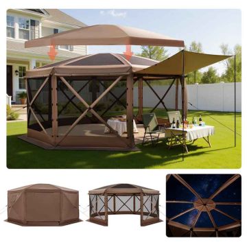 Gazebo with mesh VEVOR, 8-sided, 12-15 people, 4.57 × 4.57 × 2.2 m