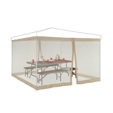 Pavėsinės tinklelis nuo vabzdžių Relaxdays 10035879.0, 2 šoninės dalys, Smėlio, 3 × 3 m