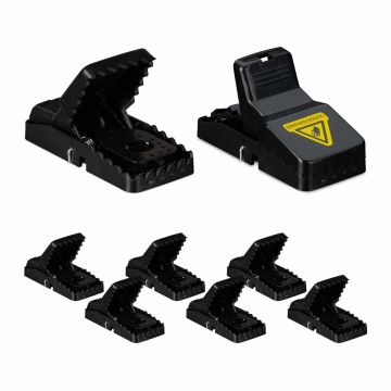 Pelių spąstų rinkinys Relaxdays, 8 vnt, juoda, 6,5 × 11,5 × 5 cm