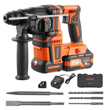 Rotary hammer drill VEVOR BL-DC2008/20V-MT, 20 V with battery and charger, 45 × 32 × 15 cm