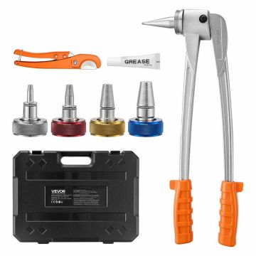 PEX pipe expansion tool set VEVOR CT-100A-PEX, 4 heads, 420 × 315 × 85 mm