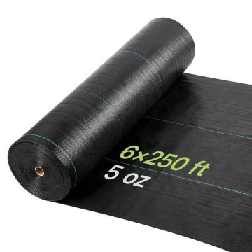 Ткань от сорняков VEVOR 6 * 250FT168, Чёрная, 1,8 × 76,2 м