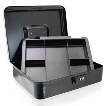 Money storage box Bituxx, 5 coin compartments, black, 300 × 90 × 240 mm
