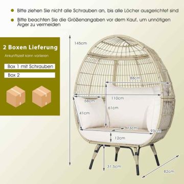 Wicker outdoor chair, 110 × 82 × 145 cm