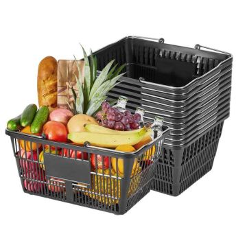 Pirkinių krepšelių rinkinys VEVOR LB-B012-6, 12 vnt., 21 l, Juodi, 44 × 48 × 33 cm