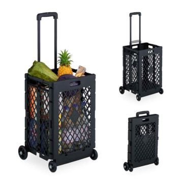 Pirkinių vežimėlis Relaxdays, 40 l, Juoda, 99 × 43,5 × 38 cm