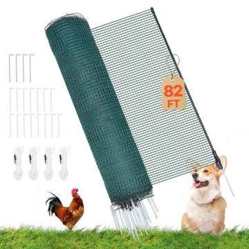 Plastic mesh fence VEVOR AL-FN-0925, 15 posts, Green, 0.9 × 25 m