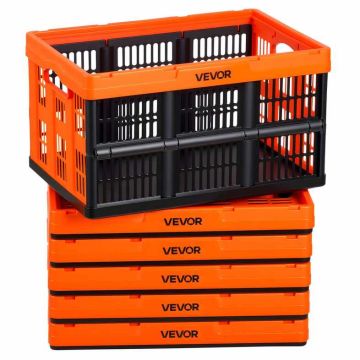 Plastic storage boxes VEVOR, 6 pcs., 45 l, orange and black, 525 × 355 × 295 mm