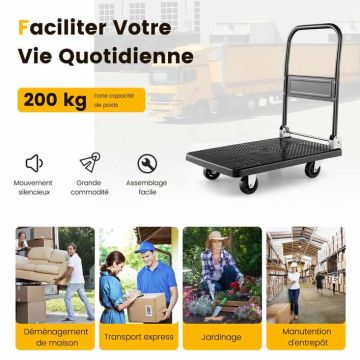 Platform trolley, foldable, 200 kg, 72 × 48 × 82 cm