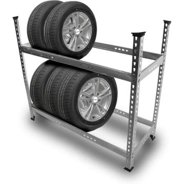Steel shelf with wheels, 8 places, black, 120 × 102 × 47 cm