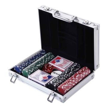 Poker set, 200 chips, 29.5 × 20.5 × 6.5 cm