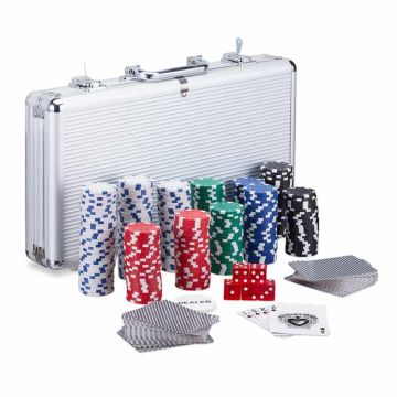 Pokerio rinkinys Relaxdays 10023519.0, 300 žetonų, 38 × 26,5 × 7 cm