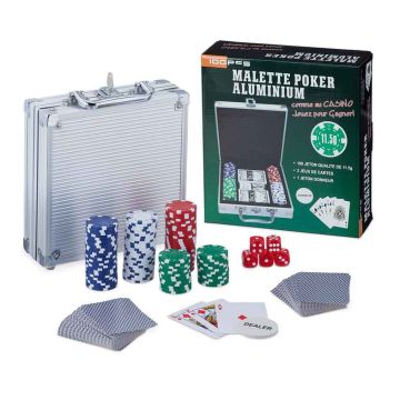 Pokerio rinkinys Relaxdays 10039158.0, 100 žetonų, 20,5 × 23 × 6,5 cm