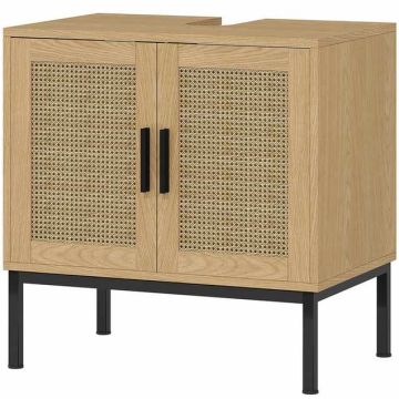 Тумба под раковину Kleankin 60x39x60см, светло-коричневый/черный